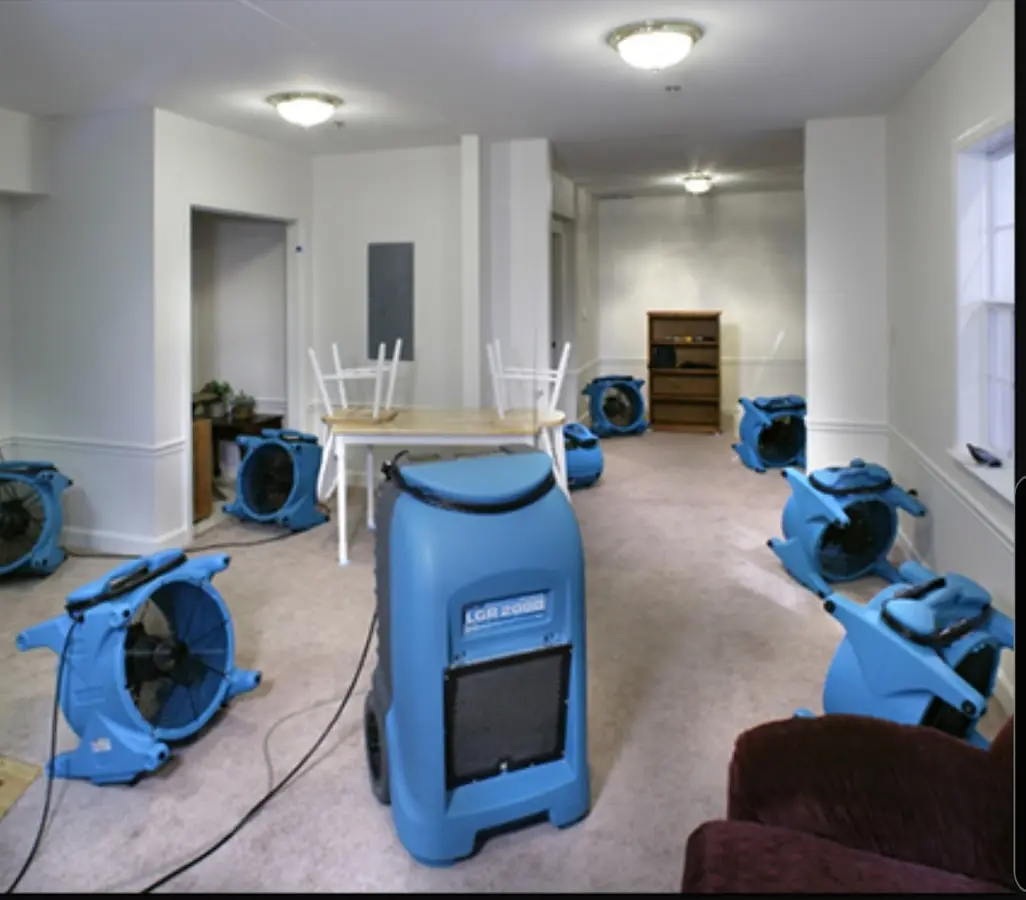 Air movers and dehumidifier setup for Water Extraction & Removal in North Hills